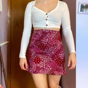 Red floral skirt
